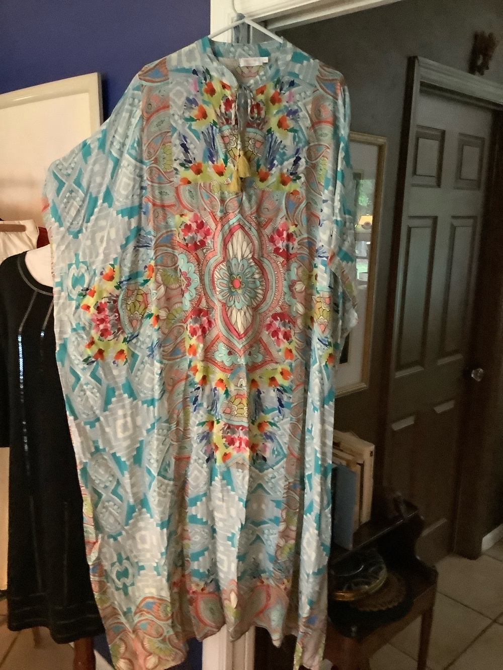 Johnny Was Dandridge Maxi Caftan w/slip sz XL EUC